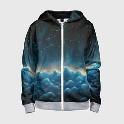 Толстовка на молнии детская Облака и черное небо текстура, цвет: 3D-меланж