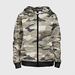 Толстовка на молнии детская Песочный камуфляж, цвет: 3D-черный