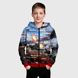 Толстовка на молнии детская Сленг геймеров танкистов, цвет: 3D-красный — фото 2