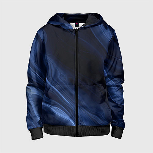 Детская толстовка на молнии Тёмный синий абстракция дымчатый / 3D-Черный – фото 1