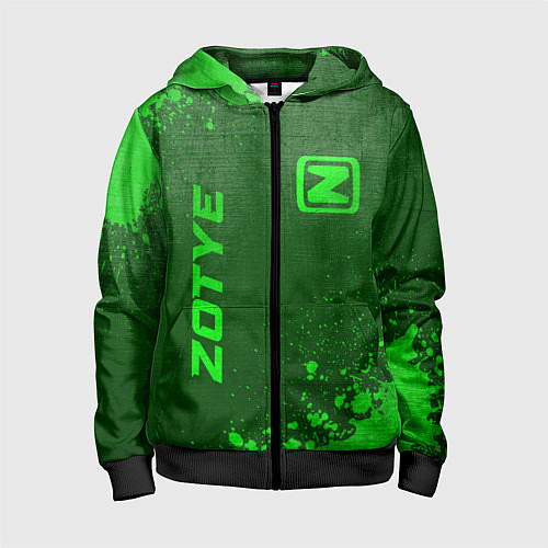 Детская толстовка на молнии Zotye - green gradient вертикально / 3D-Черный – фото 1
