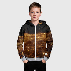 Толстовка на молнии детская Золотистые крупицы на черном, цвет: 3D-меланж — фото 2