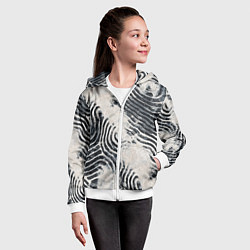 Толстовка на молнии детская Текстура гранж - абстрактные линии, цвет: 3D-белый — фото 2