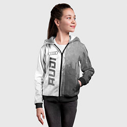 Толстовка на молнии детская Audi - white gradient по-вертикали, цвет: 3D-черный — фото 2