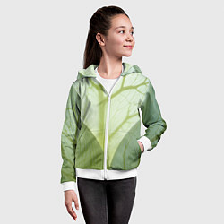 Толстовка на молнии детская Макро съемка листа, цвет: 3D-белый — фото 2