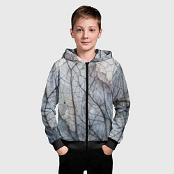 Толстовка на молнии детская Прожилки листьев, цвет: 3D-черный — фото 2