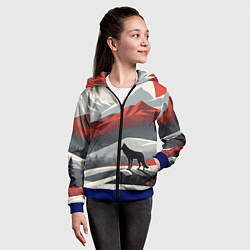 Толстовка на молнии детская Лиса и красные горы, цвет: 3D-синий — фото 2