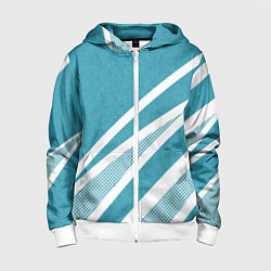 Детская толстовка на молнии Бело-голубой абстракция с полосами