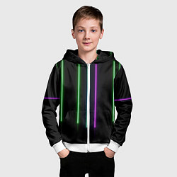 Толстовка на молнии детская Neon stripes, цвет: 3D-белый — фото 2