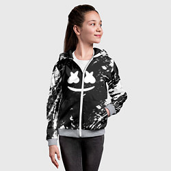 Толстовка на молнии детская Marshmello брызги красок, цвет: 3D-меланж — фото 2