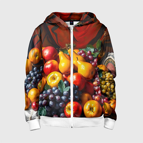 Детская толстовка на молнии Фруктовый натюрморт / 3D-Белый – фото 1