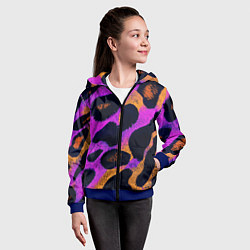 Толстовка на молнии детская Неоновый леопардовый узор, цвет: 3D-синий — фото 2