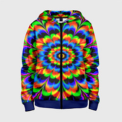 Толстовка на молнии детская Оптические иллюзии психоделика, цвет: 3D-синий