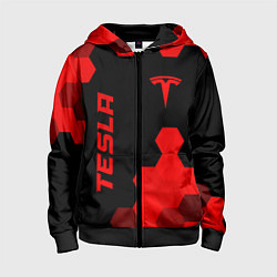 Детская толстовка на молнии Tesla - red gradient вертикально