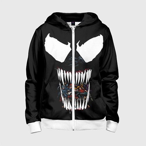 Детская толстовка на молнии Веном жрет / 3D-Белый – фото 1