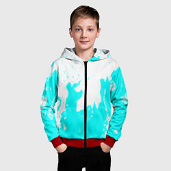 Толстовка на молнии детская Голубой огонь текстура, цвет: 3D-красный — фото 2
