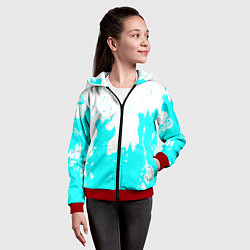 Толстовка на молнии детская Голубой огонь текстура, цвет: 3D-красный — фото 2