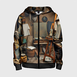 Толстовка на молнии детская Мастерская художника, цвет: 3D-черный