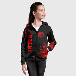 Толстовка на молнии детская Inter - red gradient вертикально, цвет: 3D-черный — фото 2