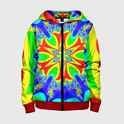 Толстовка на молнии детская Неоновая психоделика узор, цвет: 3D-красный