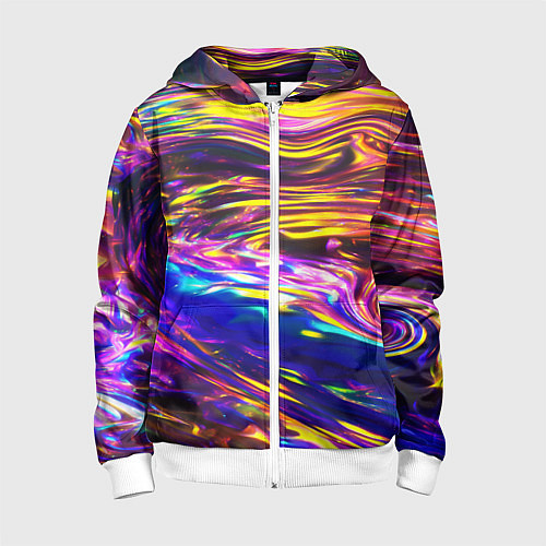 Детская толстовка на молнии Неоновые полосы текстура / 3D-Белый – фото 1