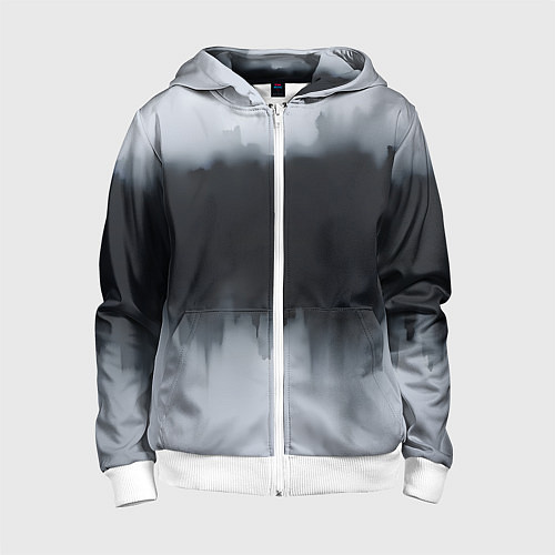 Детская толстовка на молнии Разводы черной краски / 3D-Белый – фото 1