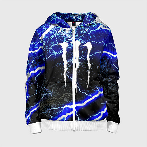 Детская толстовка на молнии Monster storm energy / 3D-Белый – фото 1