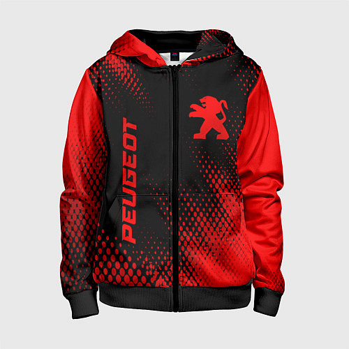 Детская толстовка на молнии Peugeot - red gradient вертикально / 3D-Черный – фото 1