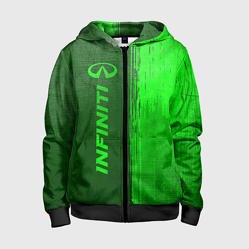 Детская толстовка на молнии Infiniti - green gradient по-вертикали / 3D-Черный – фото 1