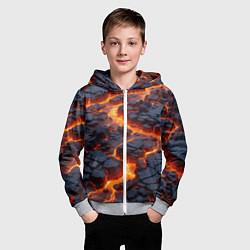 Толстовка на молнии детская Вулкан огня, цвет: 3D-меланж — фото 2