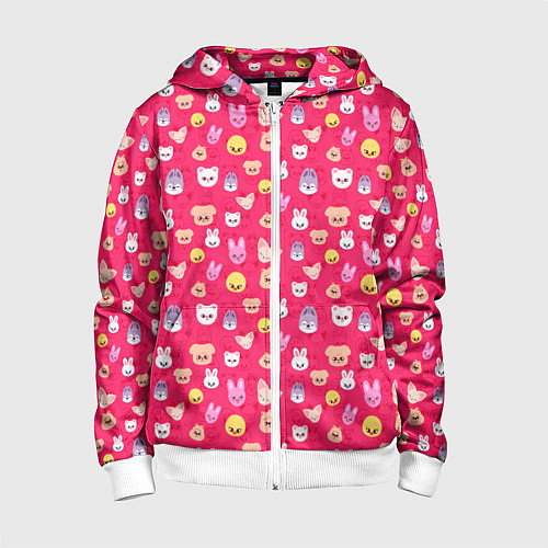 Детская толстовка на молнии Skzoo pattern pink / 3D-Белый – фото 1
