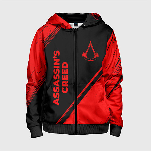 Детская толстовка на молнии Assassins Creed - red gradient вертикально / 3D-Черный – фото 1