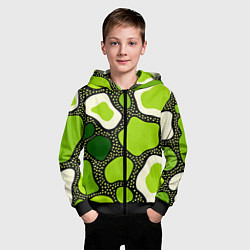 Толстовка на молнии детская Зеленая абстракция с кругами, цвет: 3D-черный — фото 2
