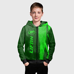 Толстовка на молнии детская Lifan - green gradient по-вертикали, цвет: 3D-черный — фото 2