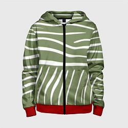 Толстовка на молнии детская Полоски зеленой зебры, цвет: 3D-красный
