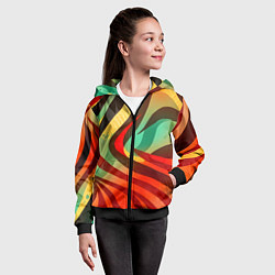 Толстовка на молнии детская Жаркая полосатая абстракция, цвет: 3D-черный — фото 2