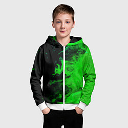 Толстовка на молнии детская Color green black, цвет: 3D-белый — фото 2