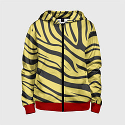 Толстовка на молнии детская Светлый тигровый паттерн, цвет: 3D-красный