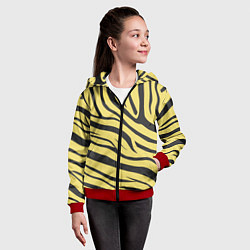 Толстовка на молнии детская Светлый тигровый паттерн, цвет: 3D-красный — фото 2