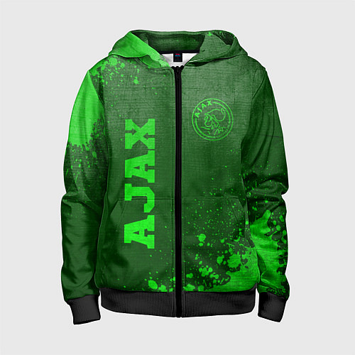 Детская толстовка на молнии Ajax - green gradient вертикально / 3D-Черный – фото 1