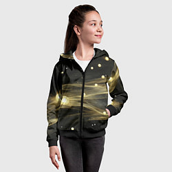 Толстовка на молнии детская Золотистый свет на черной текстуре, цвет: 3D-черный — фото 2