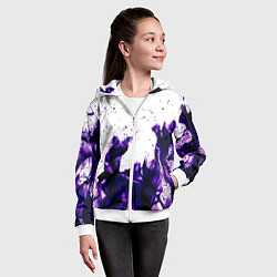 Толстовка на молнии детская Фиолетовый огонь текстура, цвет: 3D-белый — фото 2