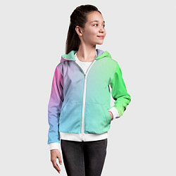 Толстовка на молнии детская Мягкий тай-дай зелёный розовый и голубой, цвет: 3D-белый — фото 2
