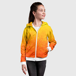 Толстовка на молнии детская Огненный жёлто-оранжевый текстурированый градиент, цвет: 3D-белый — фото 2