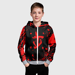 Толстовка на молнии детская Doom красные краски, цвет: 3D-меланж — фото 2
