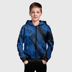 Толстовка на молнии детская Тёмный синий абстракция, цвет: 3D-черный — фото 2