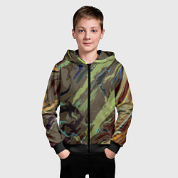 Толстовка на молнии детская Абстракция тон хаки, цвет: 3D-черный — фото 2