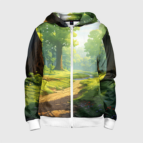 Детская толстовка на молнии Fabulous forest / 3D-Белый – фото 1