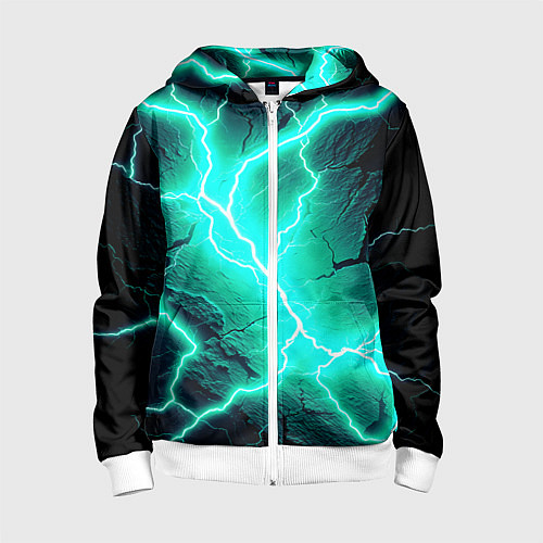 Детская толстовка на молнии Color light blue black / 3D-Белый – фото 1