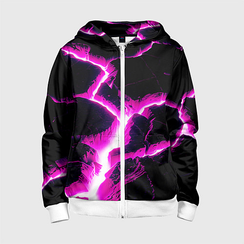 Детская толстовка на молнии Color pink black / 3D-Белый – фото 1
